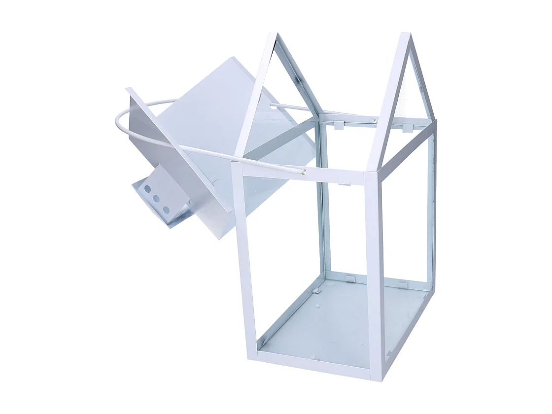 Lanterna metallo 1-3 bianco cm 27x18,2h41/51