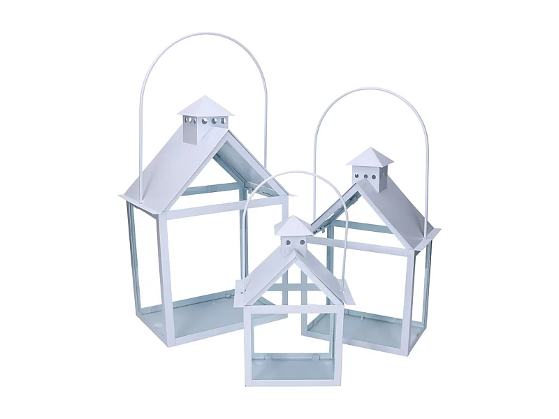 Lanterna metallo 1-3 bianco cm 27x18,2h41/51