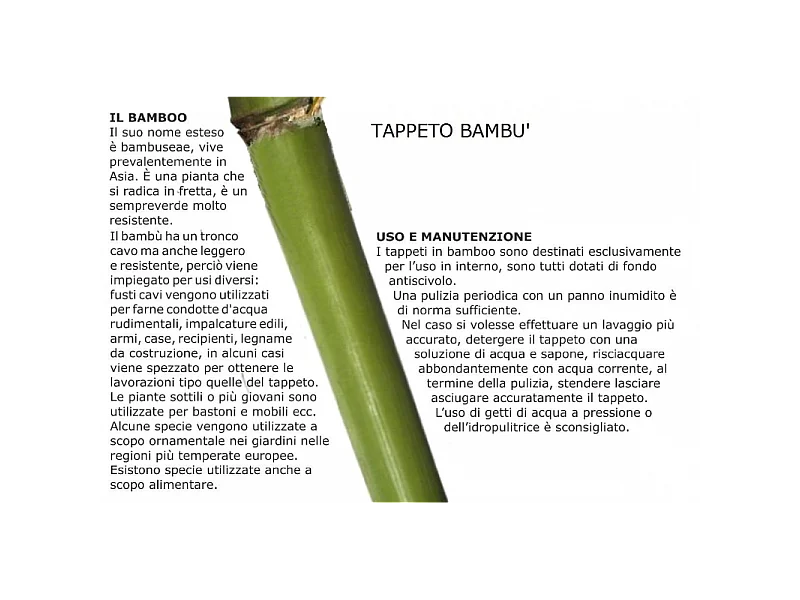 Tappeto bambu' bacchette sottili cm60x180