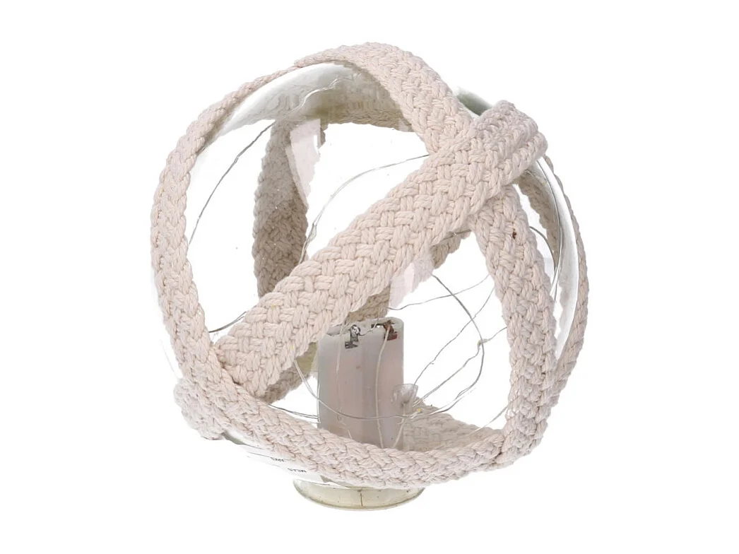 Lampada Palla vetro mare con led e corda azzurro tondo cm ø12,7