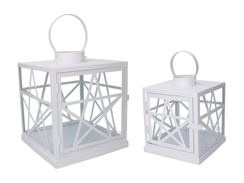 Lanterna metallo 1-2 bianca quadra cm 26x26h30/40