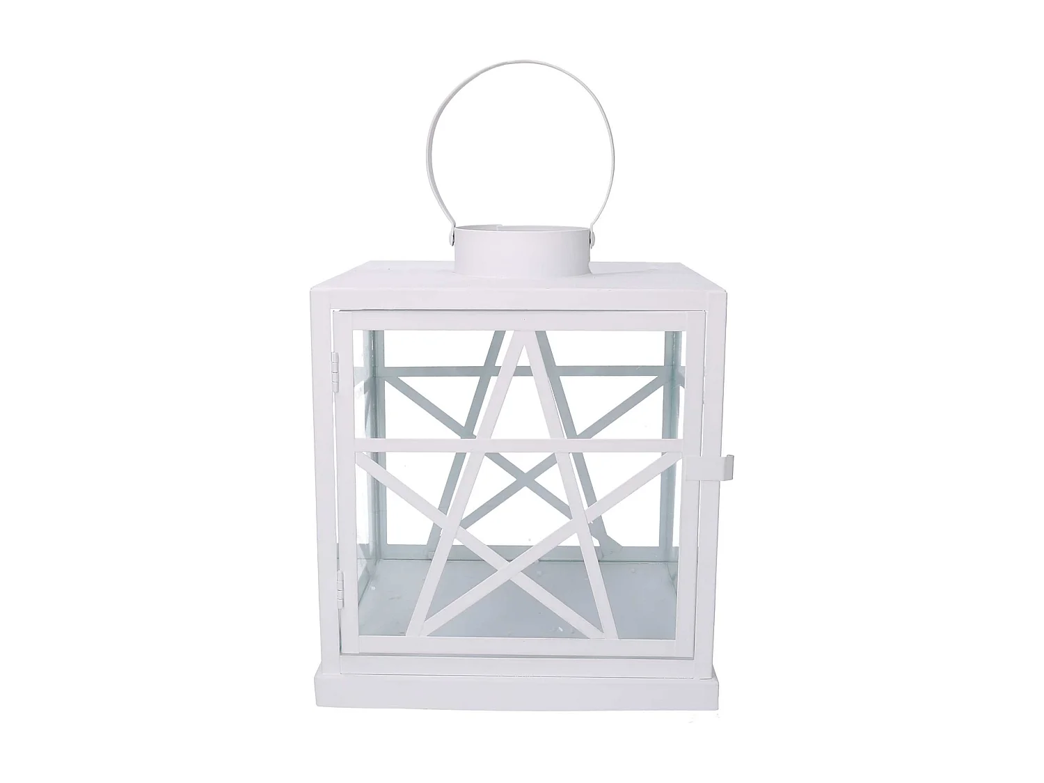 Lanterna metallo 1-2 bianca quadra cm 26x26h30/40