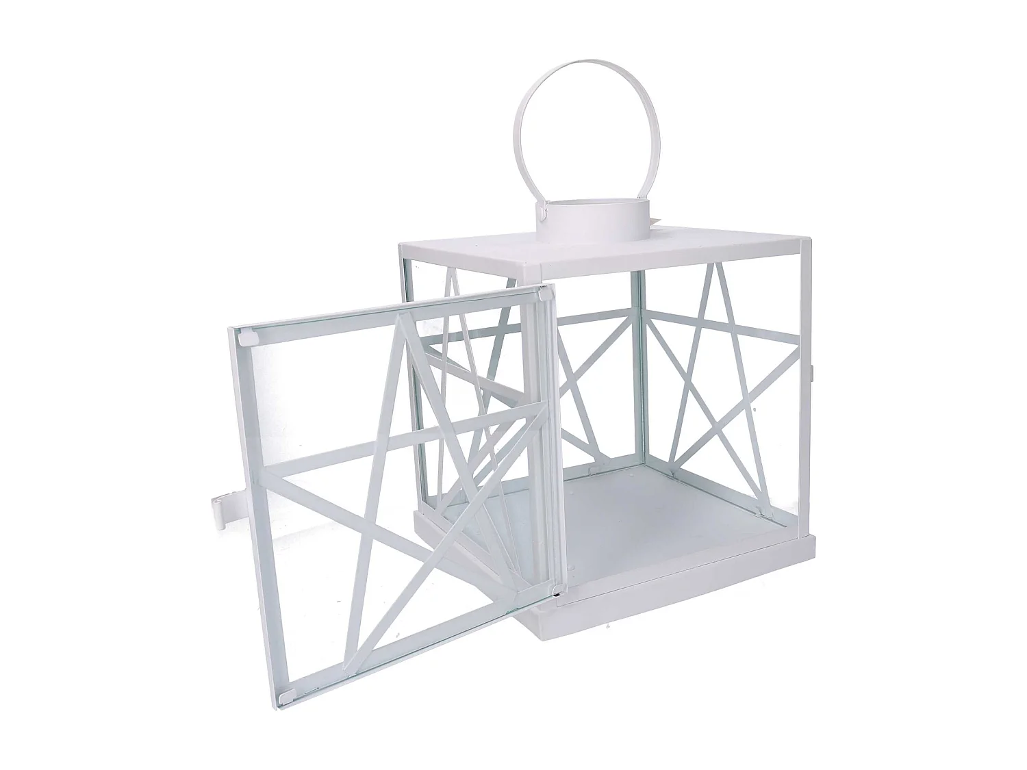 Lanterna metallo 1-2 bianca quadra cm 26x26h30/40