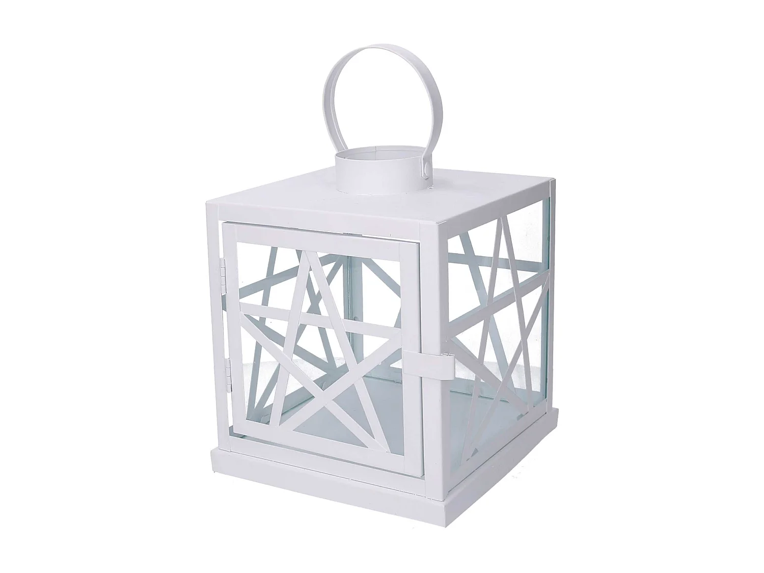 Lanterna metallo 1-2 bianca quadra cm 26x26h30/40