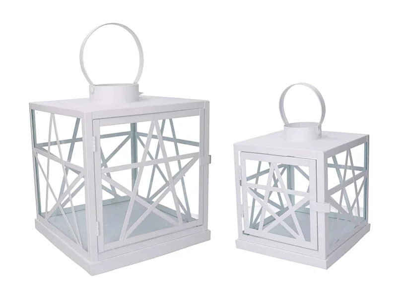 Lanterna metallo 1-2 bianca quadra cm 26x26h30/40