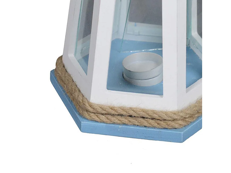 Lanterna mare legno bianco/azzurro farocm 21,5x21,5h41,5