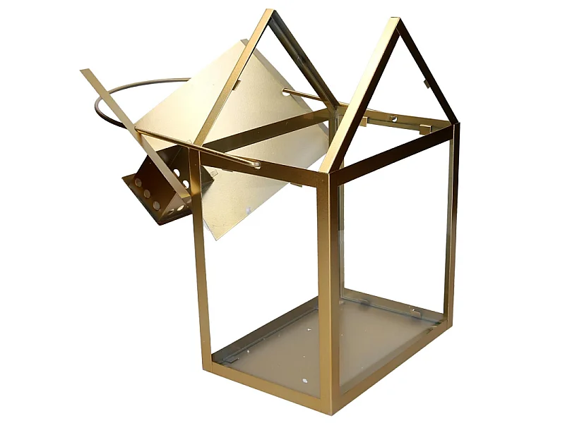 Lanterna metallo 1-3 oro cm 27x18,2h42