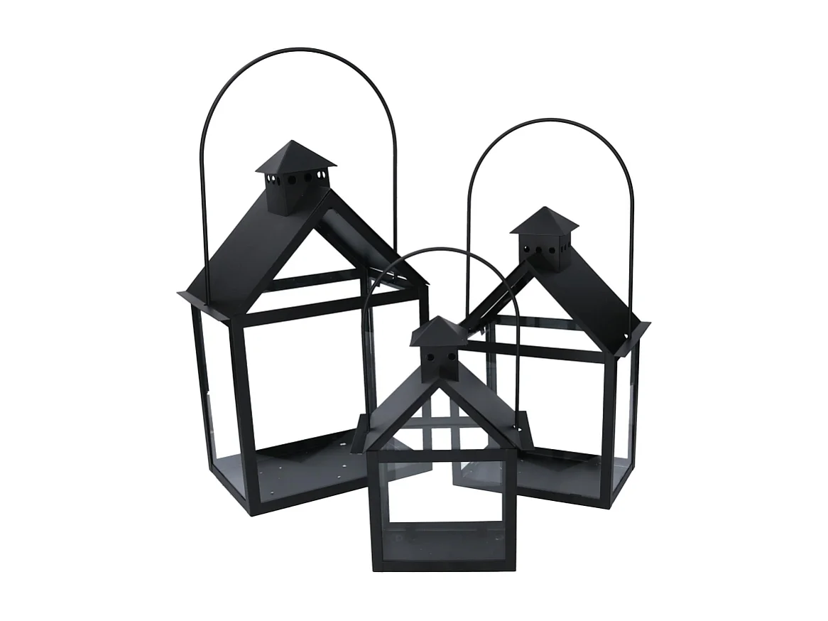 Lanterna metallo 1-3 nero cm 27x18,2h41/51