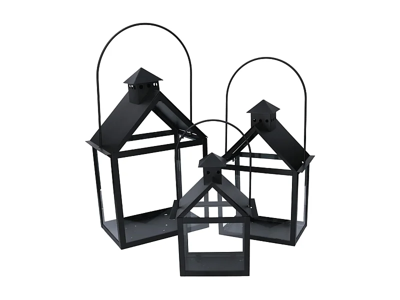 Lanterna metallo 1-3 nero cm 27x18,2h41/51
