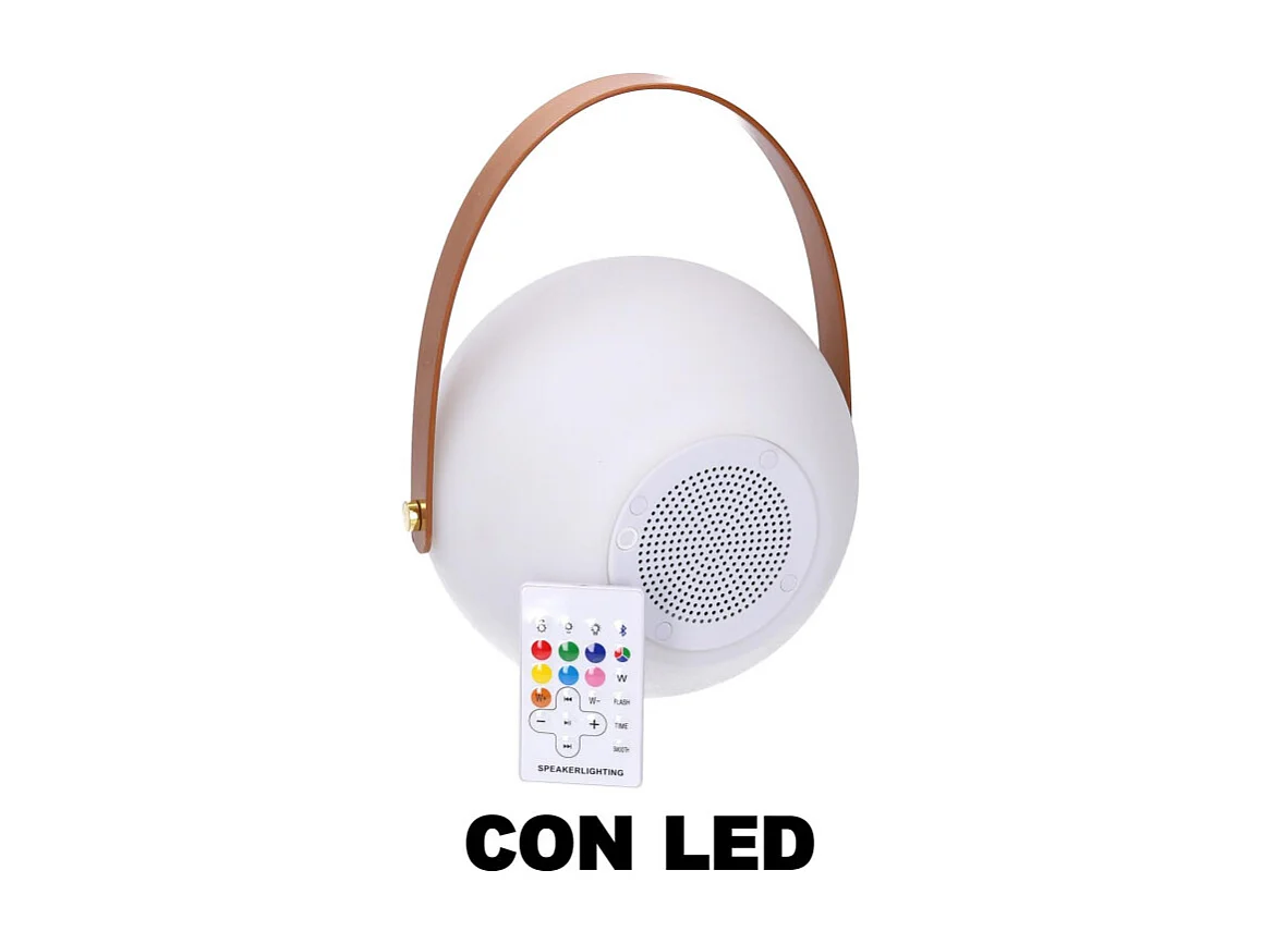 Lampada led plastica ricaricabile multicolor musica tondo cm ø20h20