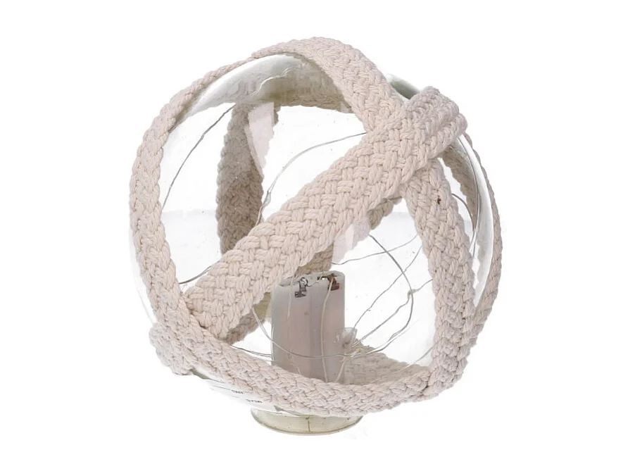 Lampada Palla vetro mare con led e corda azzurro tondo cm ø15,2