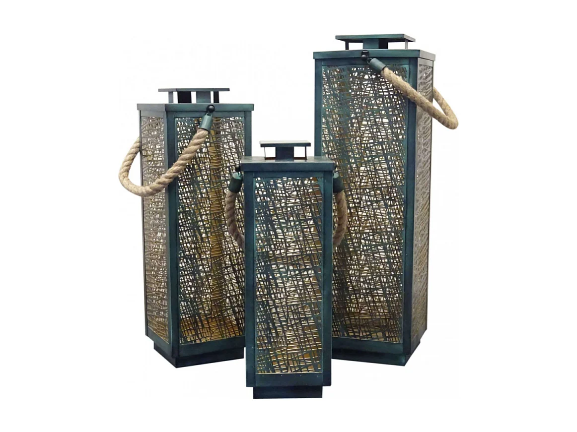 SET DI 3 LANTERNE IN METALLO DAHLIA