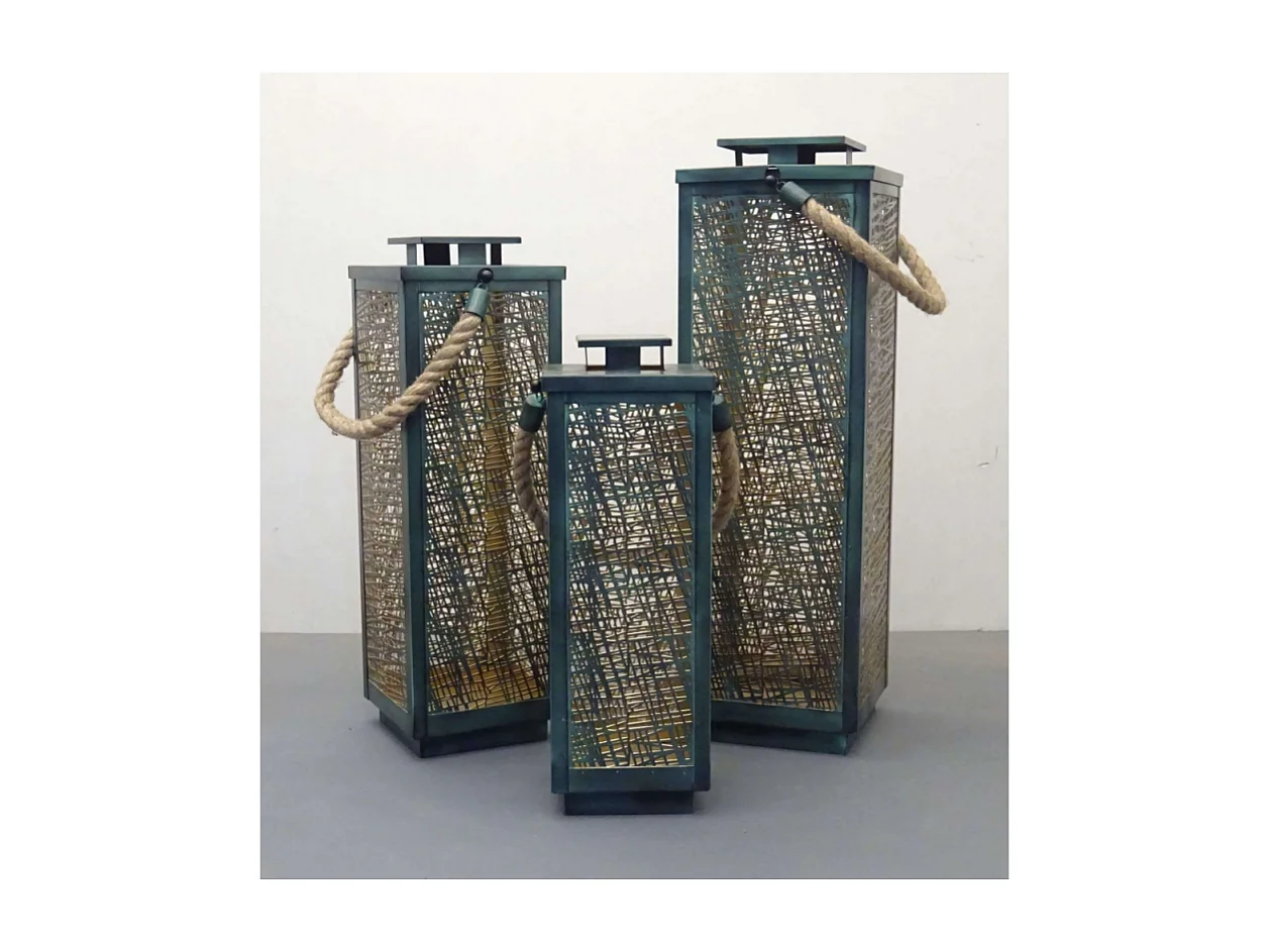 SET DI 3 LANTERNE IN METALLO DAHLIA