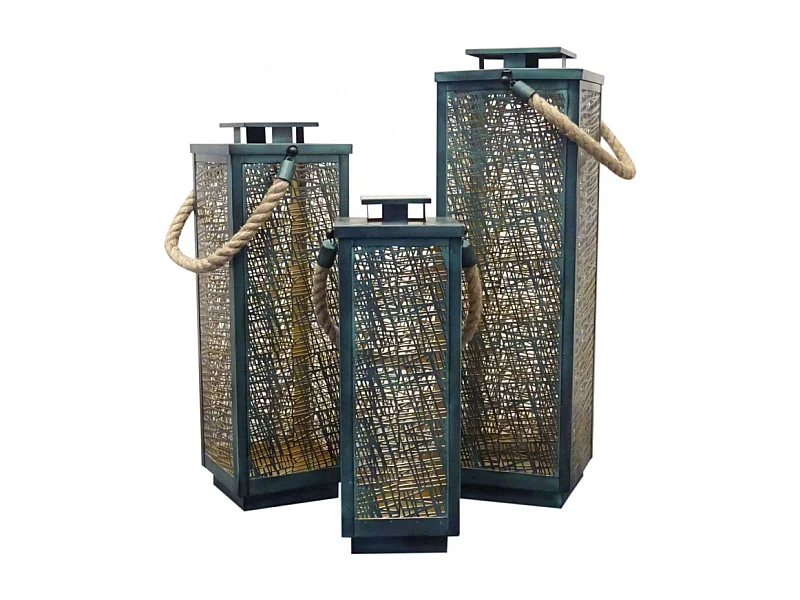 SET DI 3 LANTERNE IN METALLO DAHLIA