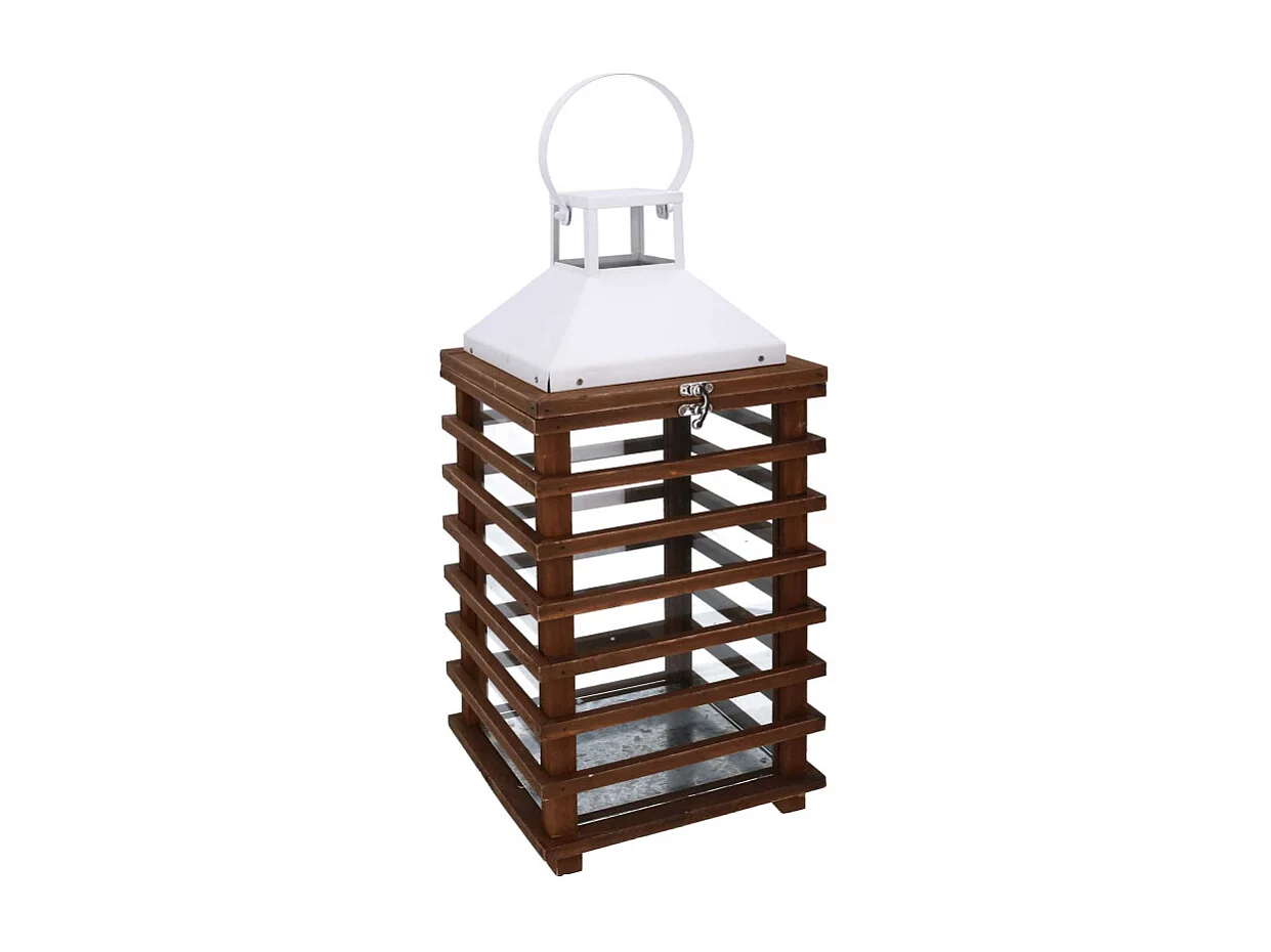 Lanterna legno marrone rettangolare cm 23,5x23h49