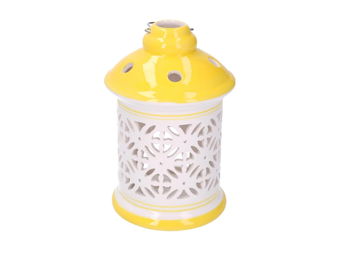 Lanterna ceramica giallo tondo cmø11,5h17,5