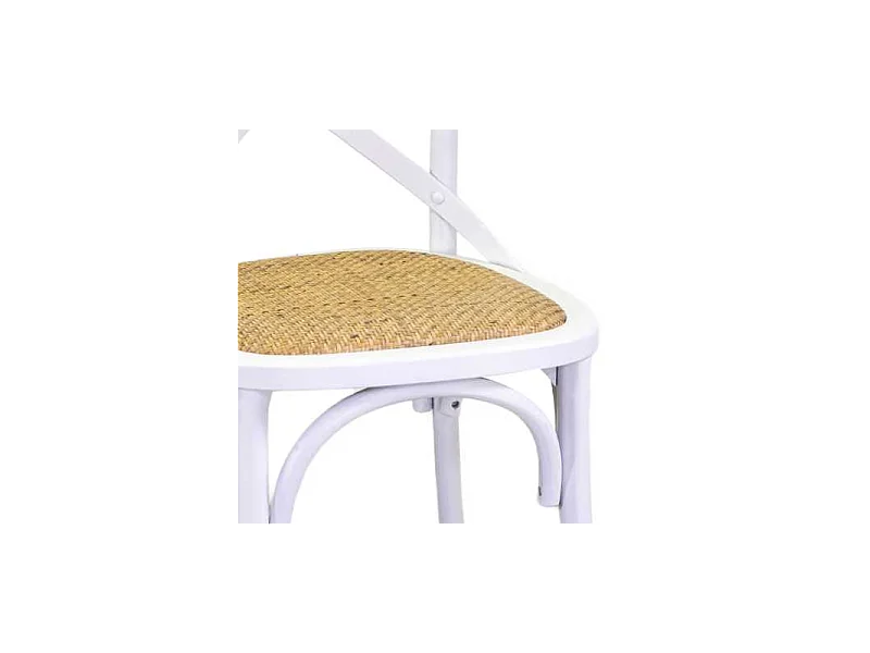 Sedia legno cross bianco antico seduta intreccio cm 51x55h46,5/89