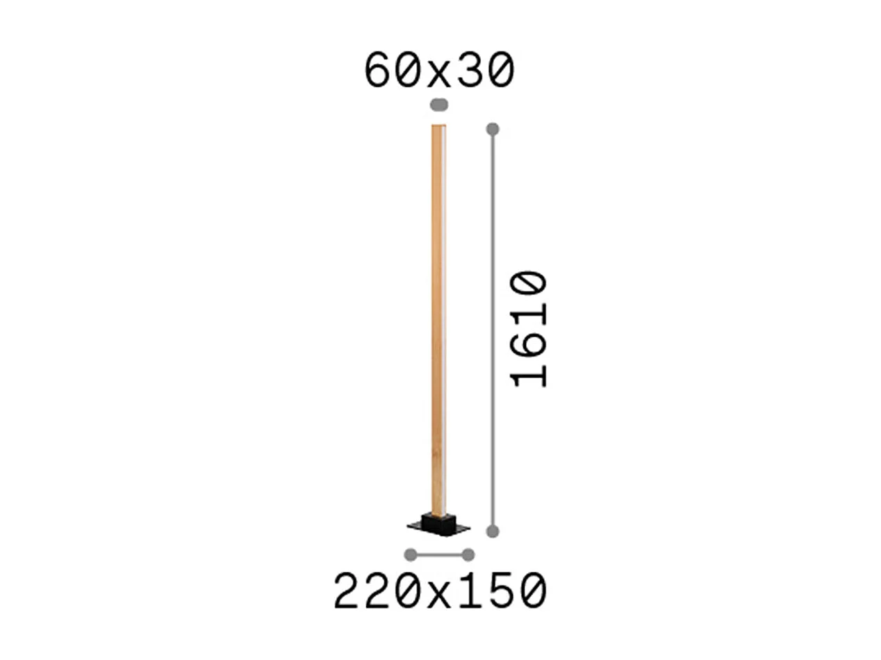 Piantana Industrial-Minimal Craft Legno Marrone Led 26W 3000K Luce Calda