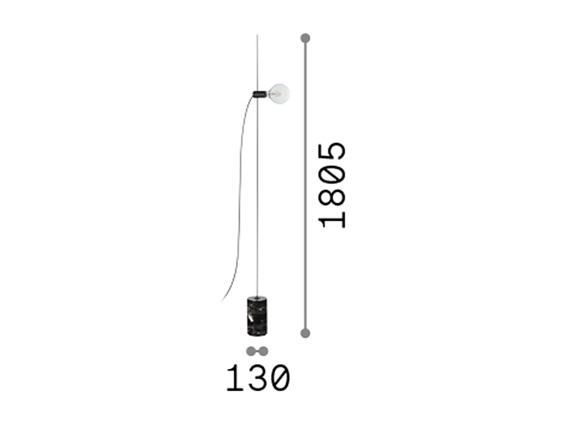 Piantana Industrial-Minimal Eva Metallo Nero 1 Luce E27
