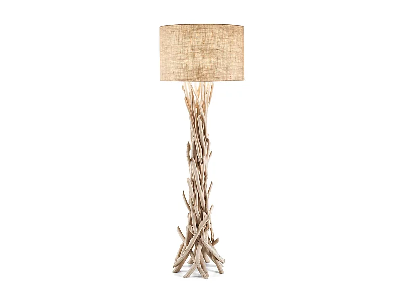 Piantana Industrial-Minimal Driftwood Metallo-Legno Marrone 1 Luce E27