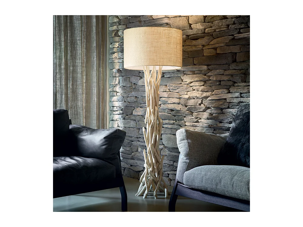 Piantana Industrial-Minimal Driftwood Metallo-Legno Marrone 1 Luce E27