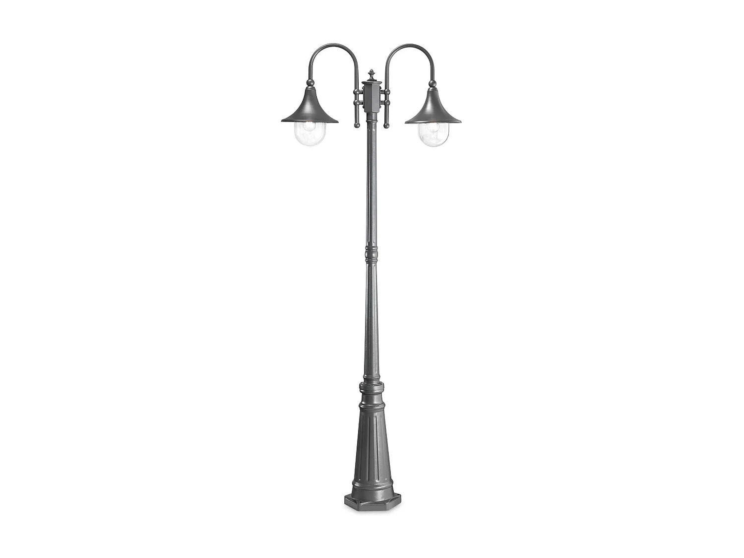 Lampione Esterno Rustico-Country Cima Alluminio Antracite 2 Luci E27