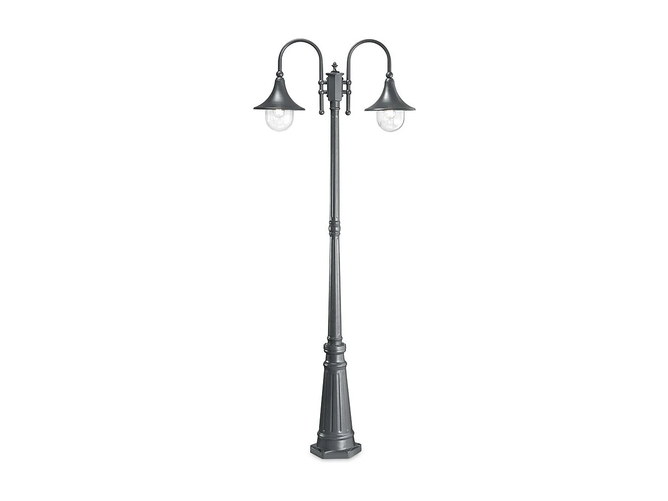 Lampione Esterno Rustico-Country Cima Alluminio Antracite 2 Luci E27