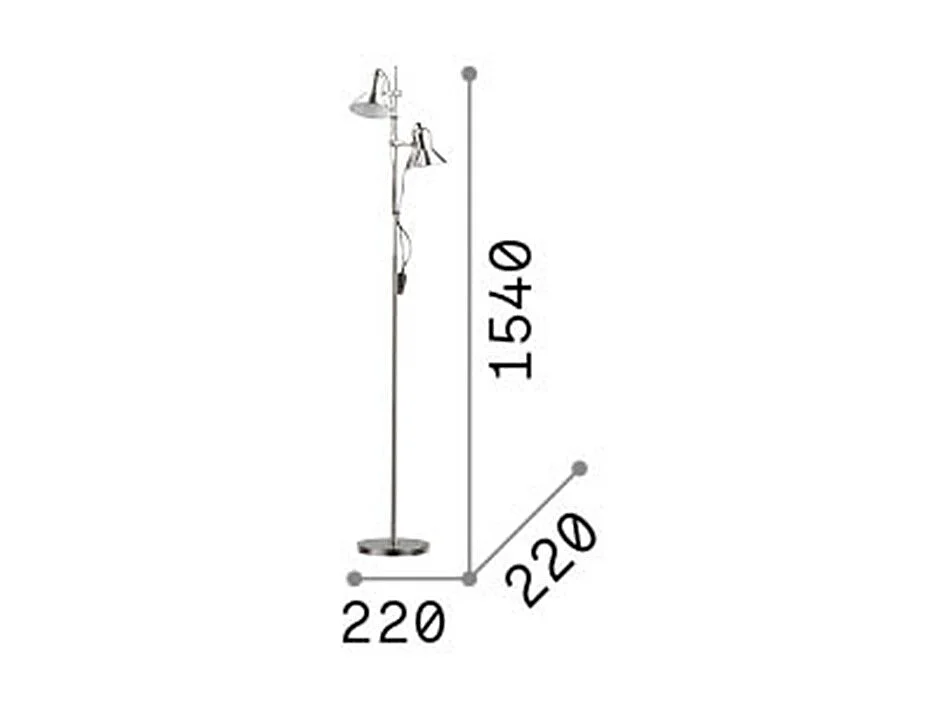 Piantana Moderna Polly Metallo Cromo 2 Luci E27