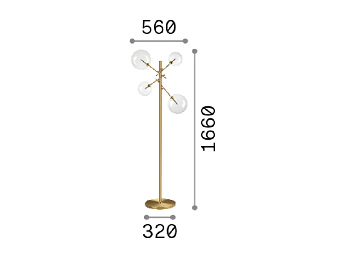 Piantana Contemporanea Equinoxe Metallo Cromo 4 Luci 2W 3000K Luce Calda