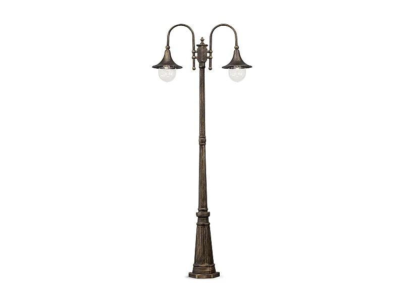 Lampione Esterno Rustico-Country Cima Alluminio Nero 2 Luci E27