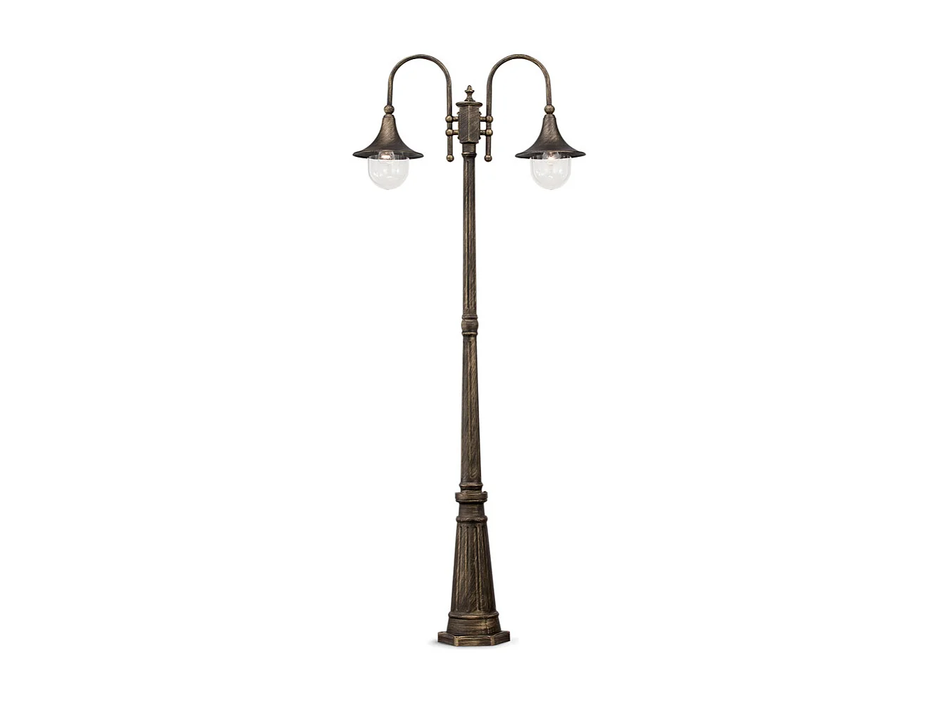 Lampione Esterno Rustico-Country Cima Alluminio Nero 2 Luci E27