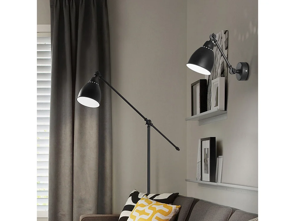 Piantana Industrial-Minimal Newton Metallo Nero 1 Luce E27