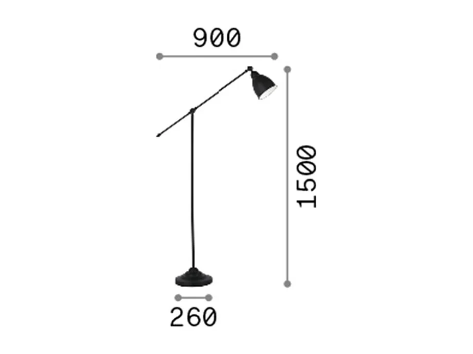Piantana Industrial-Minimal Newton Metallo Nero 1 Luce E27