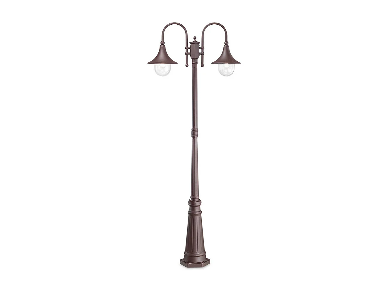 Lampione Esterno Rustico-Country Cima Alluminio Coffee 2 Luci E27