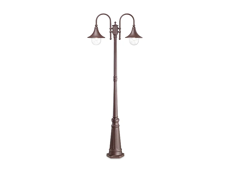 Lampione Esterno Rustico-Country Cima Alluminio Coffee 2 Luci E27