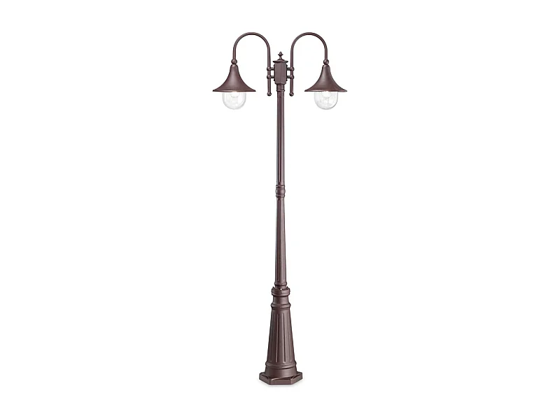 Lampione Esterno Rustico-Country Cima Alluminio Coffee 2 Luci E27