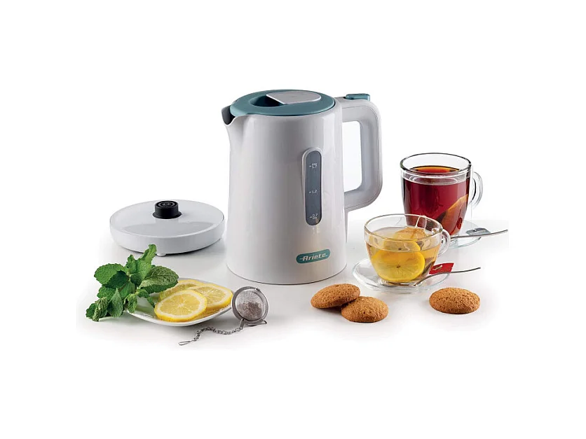 Bollitore 2200W, capacità 1,7L, base cordless 360°, spegnimento automatico - White & Aegean Teal