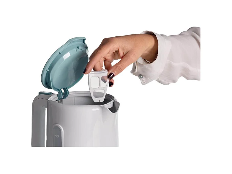 Bollitore 2200W, capacità 1,7L, base cordless 360°, spegnimento automatico - White & Aegean Teal