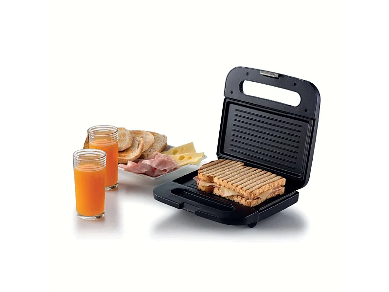 Tostiera per toast, sandwich e panini 750W, piastre fisse grill, rivestimento antiaderente - Dark & Sahara Grey
