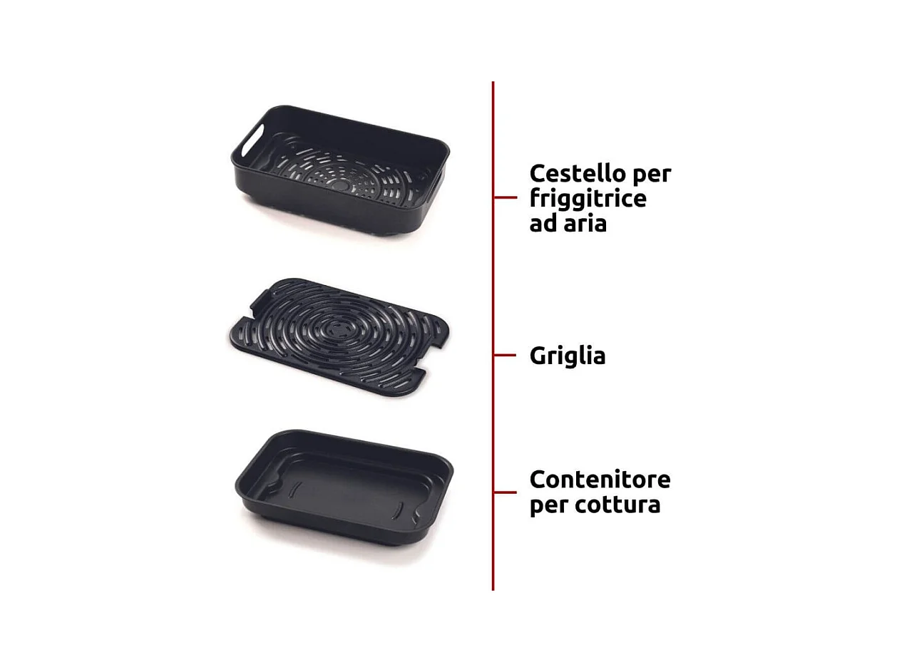 Friggitrice ad aria e Griglia 1700W - 8L - 8 funzioni di cottura - Nero