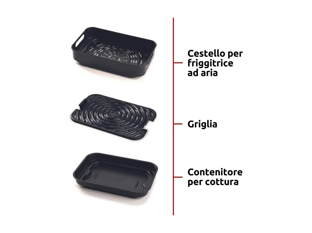 Ariete 4635 Air Fryer Grill, Friteuse à air et gril, Poêle à steak, 1700 W, Capacité 8 L, Frire et griller, 8 fonctions de cuisson, Minuterie, Noir