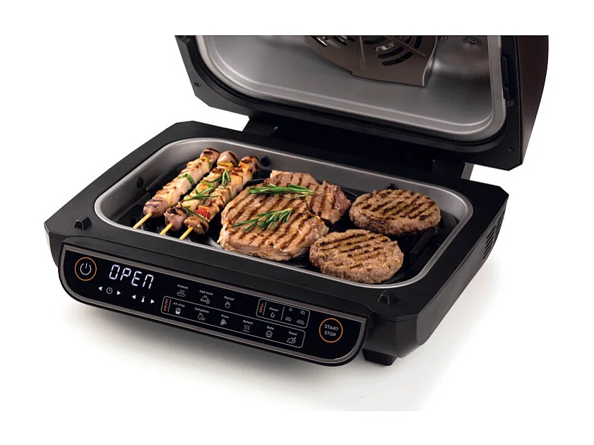 Ariete 4635 Air Fryer Grill, Friteuse à air et gril, Poêle à steak, 1700 W, Capacité 8 L, Frire et griller, 8 fonctions de cuisson, Minuterie, Noir