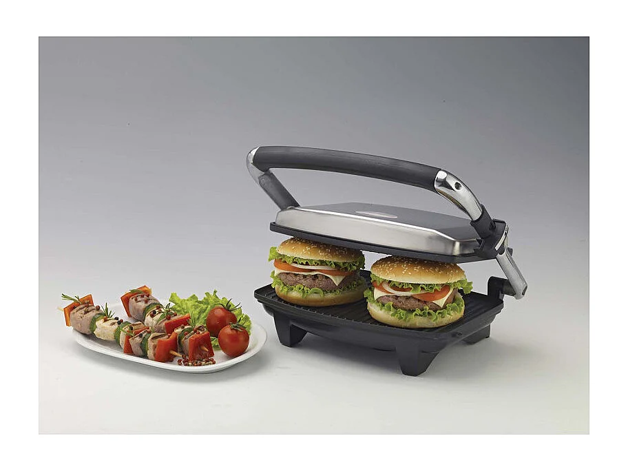 Piastra elettrica antiaderente - Per toast e sandwich - 1000W - Argento