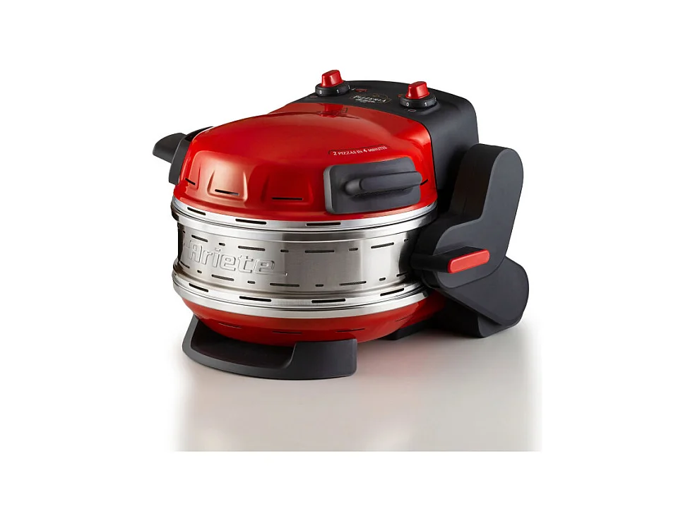 Forno pizza doppio 2300W, 2 pietre refrattarie, 5 livelli di cottura, 2 pale inox - Rosso