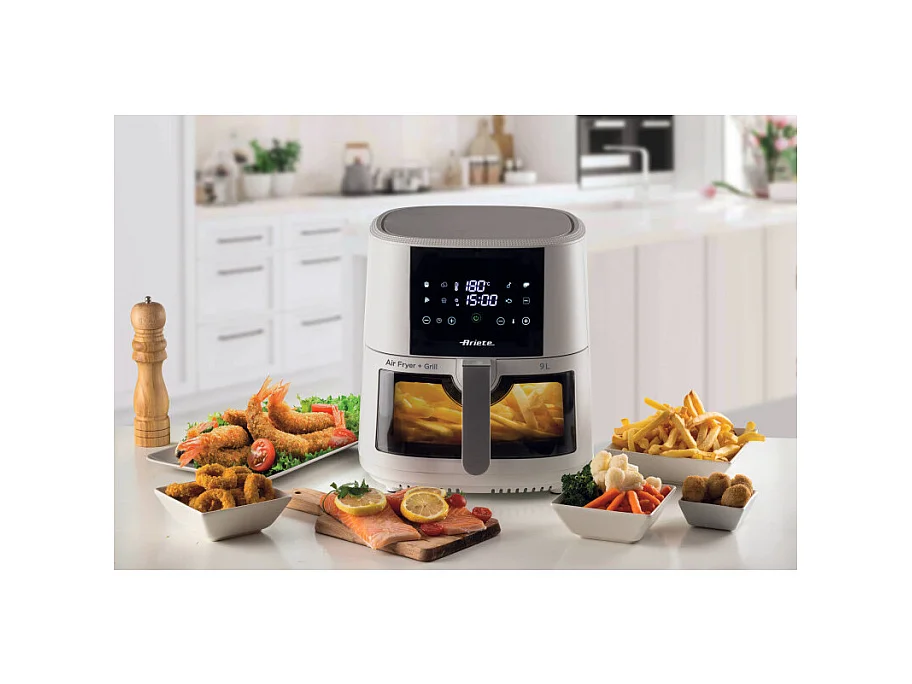 Friggitrice ad aria 9L 1500W - 8 programmi - Cestello trasparente - Bianco
