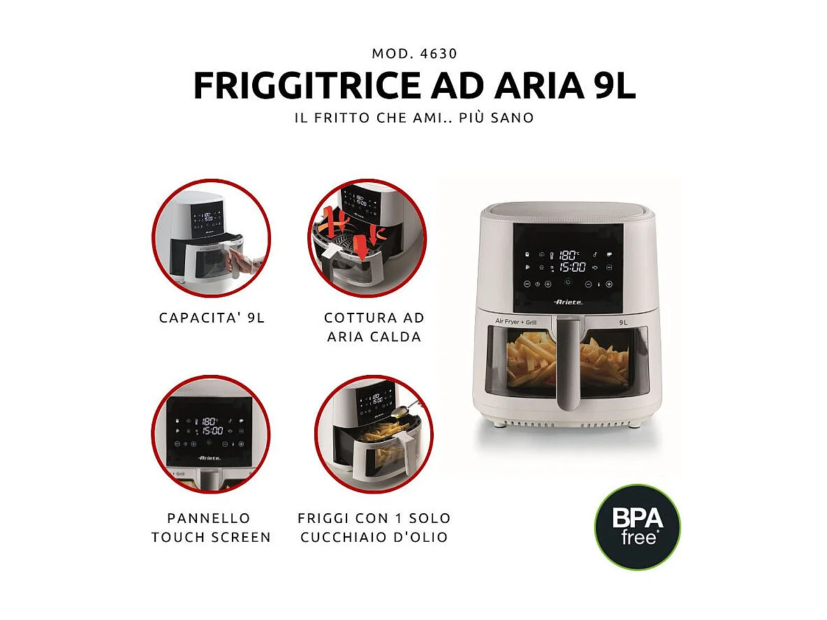 Friteuse à air Ariete 4630 9L 1500 W Blanc