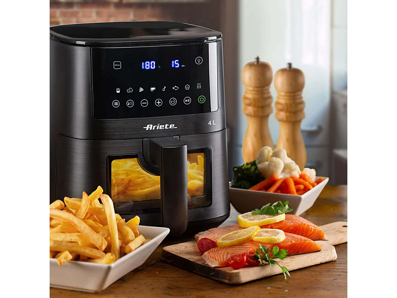Friggitrice ad aria 4L 1400W - 9 programmi - Funzione Shake e Grill - Nero