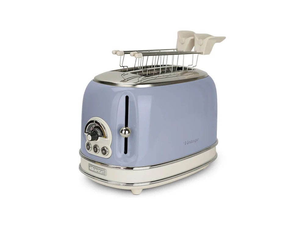 Tostapane Vintage 2 Fette - Con Pinze, 6 Livelli di Tostatura - Acciaio Inox - Celeste