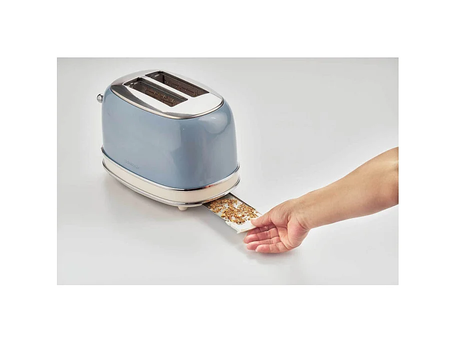 Tostapane Vintage 2 Fette - Con Pinze, 6 Livelli di Tostatura - Acciaio Inox - Celeste