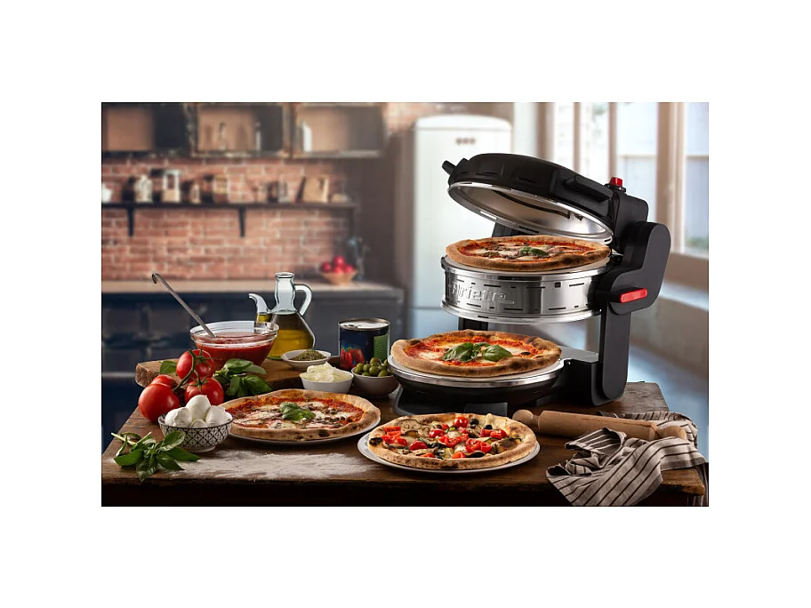 Forno pizza 2300W - 2 pizze in 4 minuti - 2 pietre refrattarie - Nero